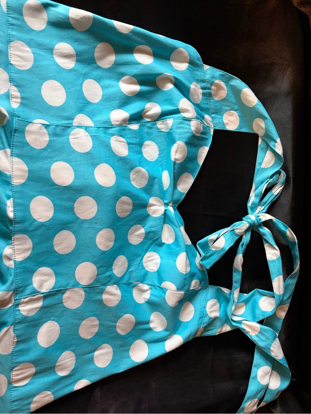Hell Bunny Turquoise and White Polka Dot Halter Dress size Large - Picture 3 of 6